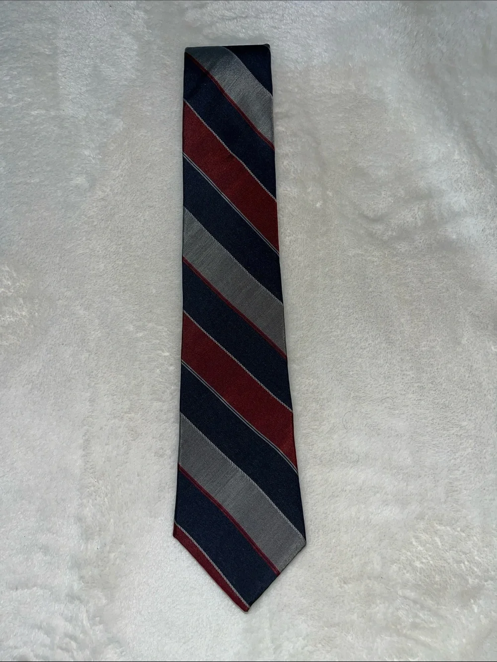 Don Loper Beverly Hills Men's Striped Tie in Navy, Gray & Burgundy